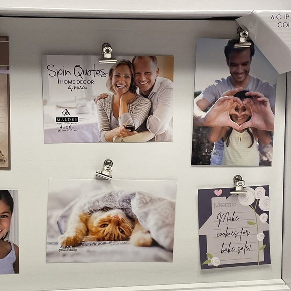 Spin Quotes 6 Clip Wall Collage Picture Frame 16.5"x15"x2.5" Holds 6 Picture NEW - Picture 3 of 13